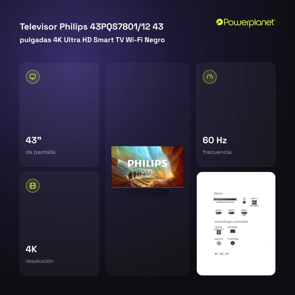 TV Philips 43 pulgadas QLED 4K Negro 43PQS7801 - en contexto