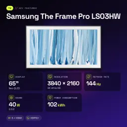 TV Samsung The Frame Pro LS03HW 65 pouces 144Hz Neo QLED 4K Noir - caractéristiques, 165,1 cm (65")
