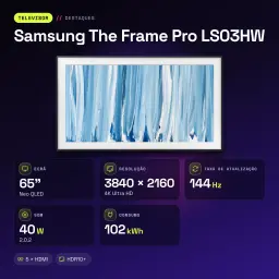 TV Samsung The Frame Pro LS03HW 65 pouces 144Hz Neo QLED 4K Noir - caractéristiques, 144 Hz, 100 Hz