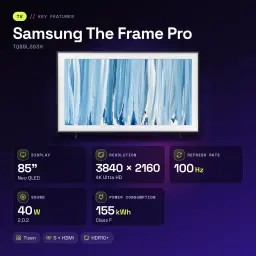TV Samsung The Frame Pro 85 pouces Neo QLED Mini LED 4K 100Hz Noir TQ85LS03H - caractéristiques, 214 cm