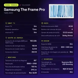 TV Samsung The Frame Pro 85 pouces Neo QLED Mini LED 4K 100Hz Noir TQ85LS03H - caractéristiques, 369 mm