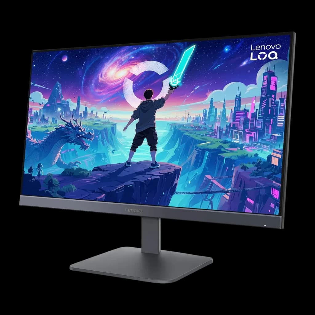 Monitor gaming Lenovo LOQ 24-10 23.8 pulgadas 200Hz FHD IPS Negro - pantalla con escena anime y logo LOQ