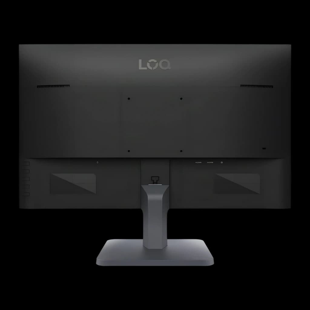 Monitor gaming Lenovo LOQ 24-10 23.8 pulgadas 200Hz FHD IPS Negro - panel posterior con logo LOQ, puertos HDMI