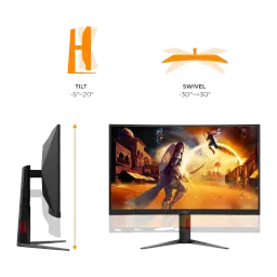 Monitor gaming AOC G4 27 polegadas Curvo QHD Fast VA 260Hz Preto/Vermelho CQ27G4Z2P - tilt -5°~20° e swivel