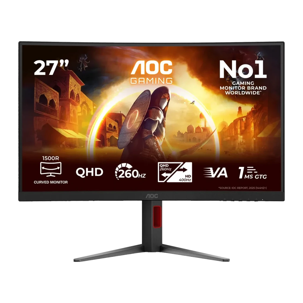 Monitor gaming AOC G4 27 polegadas Curvo QHD Fast VA 260Hz Preto/Vermelho CQ27G4Z2P