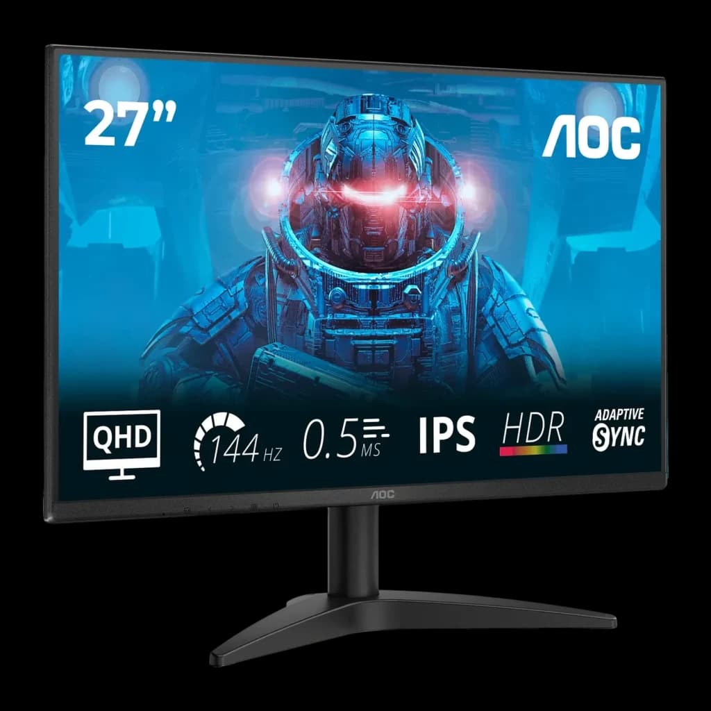 Monitor AOC 27 polegadas 144Hz QHD IPS Preto Q27B36X - ecrã com cena gaming e specs QHD, IPS, HDR