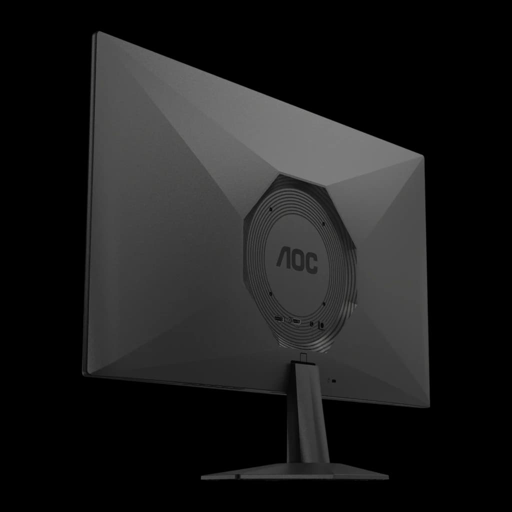 Monitor AOC 27 polegadas 180Hz FHD IPS Preto 27G50F - painel traseiro geométrico com logo AOC e portas