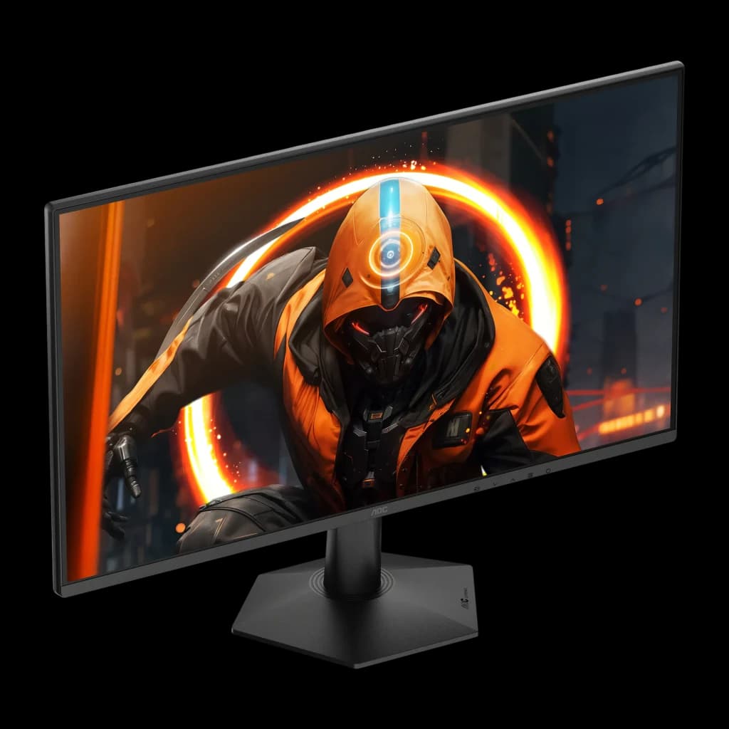 Monitor AOC 27 polegadas 180Hz FHD IPS Preto 27G50F - cena gaming no ecrã, moldura fina e base quadrada preta