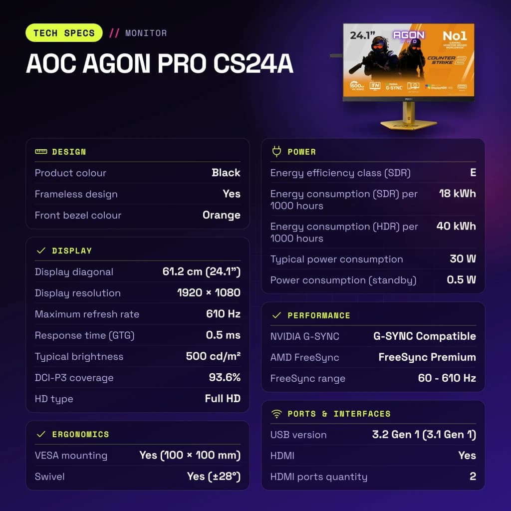 AOC AGON PRO Preto