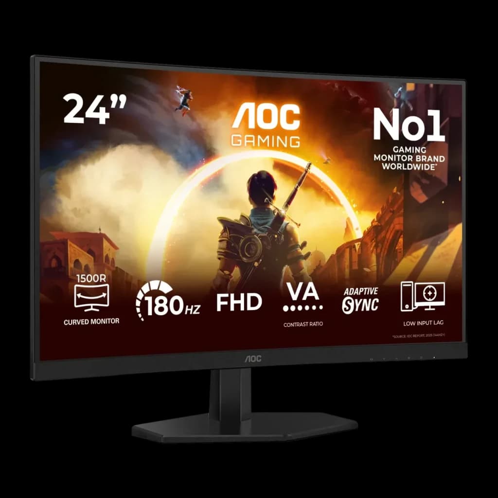 Monitor AOC G4 23.6 polegadas 180Hz Curvo Full HD VA Preto/Vermelho C24G42FE - ecrã com cena gaming