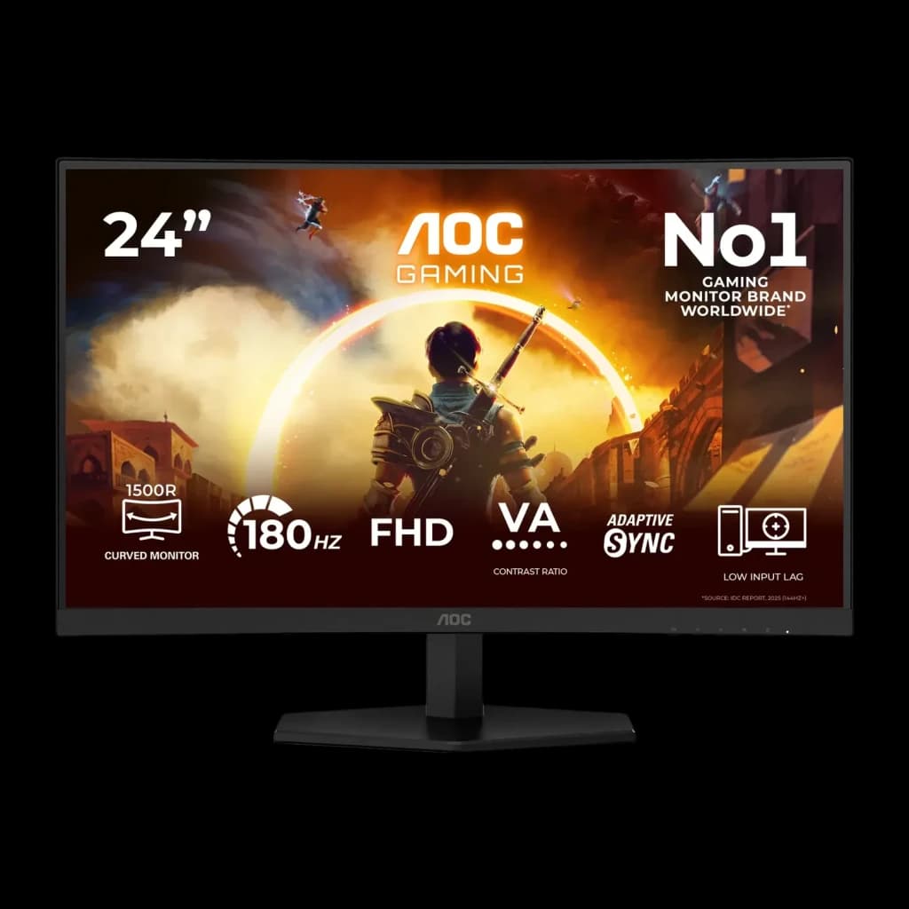 Monitor AOC G4 23.6 polegadas 180Hz Curvo Full HD VA Preto/Vermelho C24G42FE - ecrã curvo com cena gaming