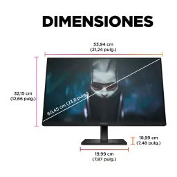 Monitor gaming HP OMEN 24 23,8 polegadas 165Hz FHD IPS Preto - largura 53,94cm, altura 32,15cm, diagonal 60,45cm