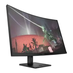 Monitor gaming HP OMEN 32c 31,5 polegadas 165Hz Curvo QHD VA Preto - painel curvo com cena gaming e logótipo