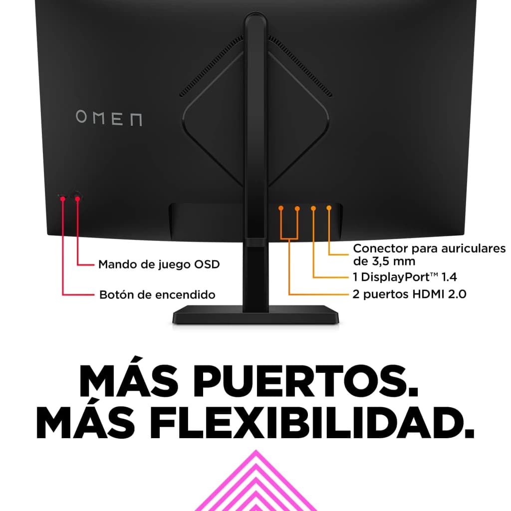 Monitor gaming HP OMEN 32c 31,5 polegadas 165Hz Curvo QHD VA Preto - portas HDMI 2.0, DisplayPort 1.4 e jack