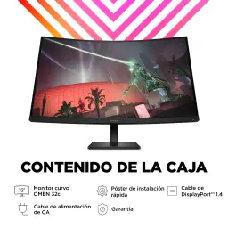 Monitor gaming HP OMEN 32c 31,5 polegadas 165Hz Curvo QHD VA Preto - monitor, cabo DisplayPort 1.4, cabo