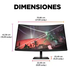 Monitor gaming HP OMEN 32c 31,5 polegadas 165Hz Curvo QHD VA Preto - largura 70,86cm, altura 42,38cm, diagonal