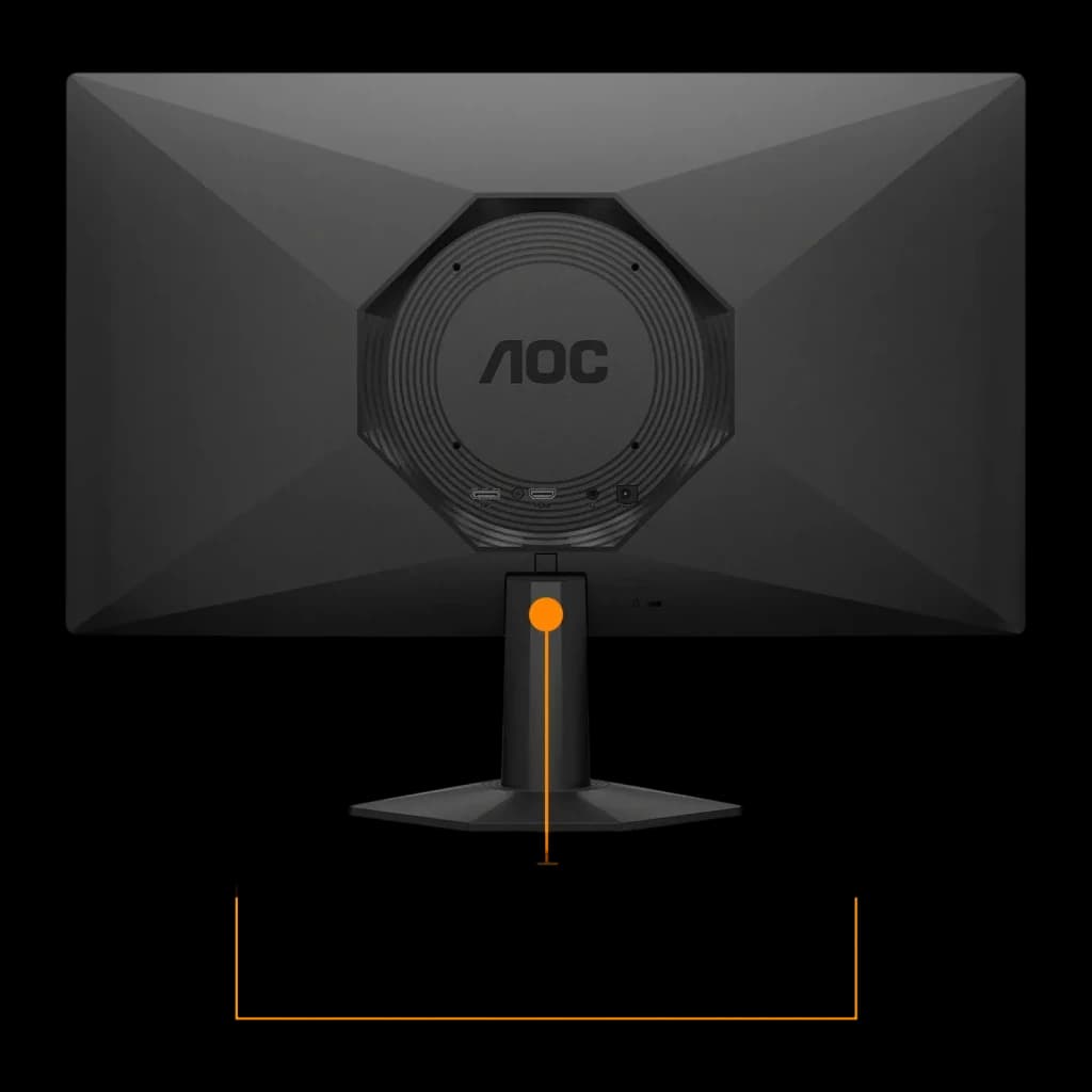 Monitor AOC 23.8 polegadas 180Hz Full HD IPS Preto 24G50F - painel posterior com logo AOC, portas e detalhe