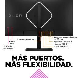 Monitor gaming HP OMEN 27s 27 polegadas 240Hz FHD IPS Preto - portas HDMI, DisplayPort, USB-A, USB-B e jack