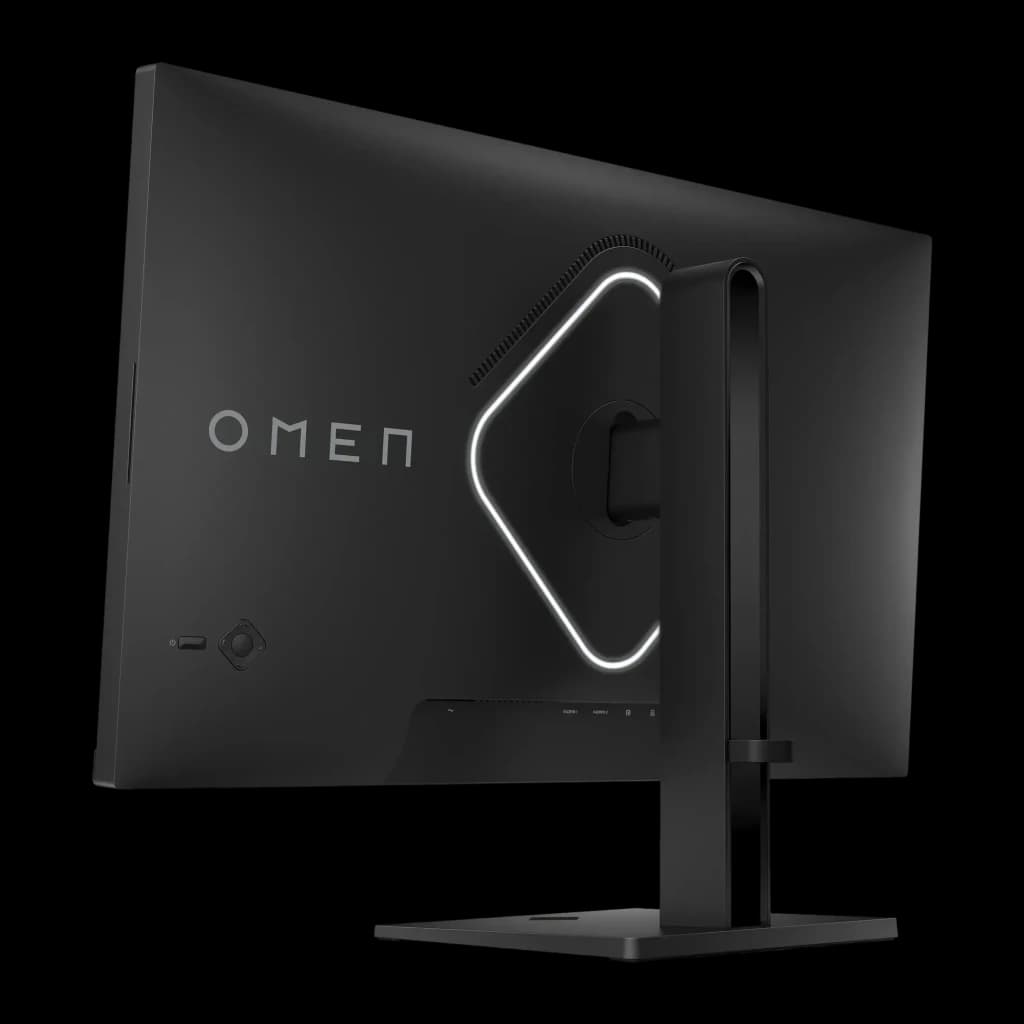 Monitor gaming HP OMEN 27s 27 polegadas 240Hz FHD IPS Preto - logo OMEN e luz RGB em forma de losango