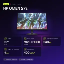 Monitor gaming HP OMEN 27s 27 polegadas 240Hz FHD IPS Preto - características, LCD
