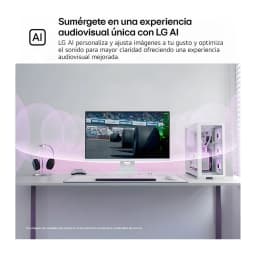 Monitor LG MyView 27 polegadas 4K IPS 60Hz 5 ms Branco 27U731SA-W - sobre secretária com PC torre, auscultadores