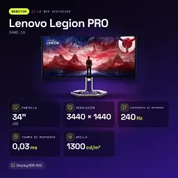 Moniteur Lenovo Legion PRO 34 pouces OLED 240Hz Courbe WQHD Noir de Jais 34WD-10 - caractéristiques