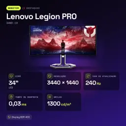 Moniteur Lenovo Legion PRO 34 pouces OLED 240Hz Courbe WQHD Noir de Jais 34WD-10 - caractéristiques, 275 cd / m²
