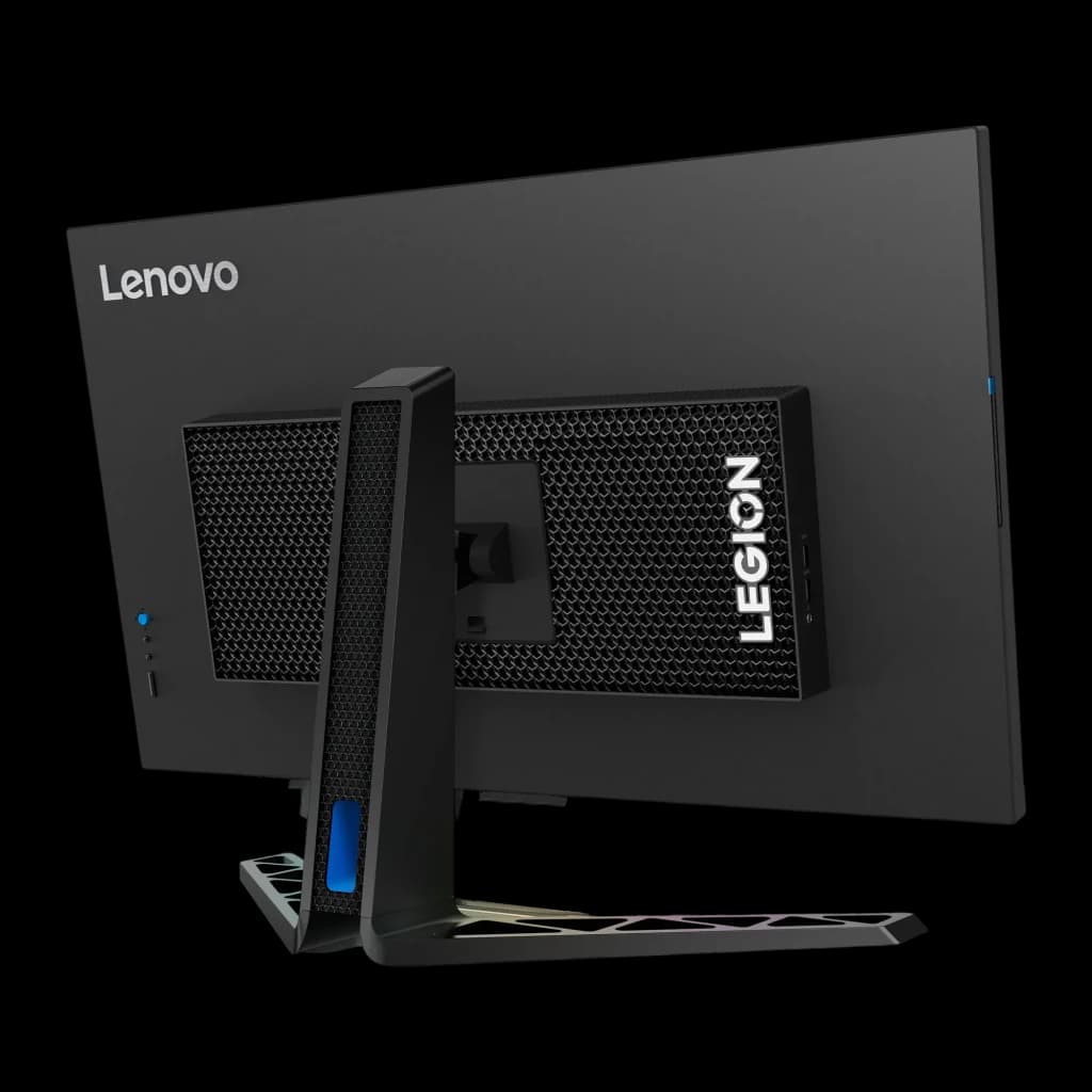 Monitor Lenovo Legion 31.5 polegadas 144Hz 4K IPS Preto Y32p-30 - painel traseiro com logo Legion, grades