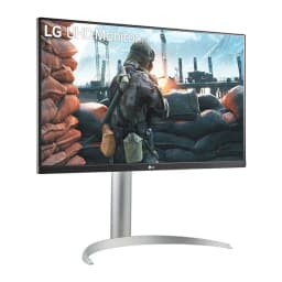 Monitor LG UltraFine 27 polegadas 4K IPS 60Hz 5 ms Branco 27UP650K-W - ecrã com cena de ação 4K e base