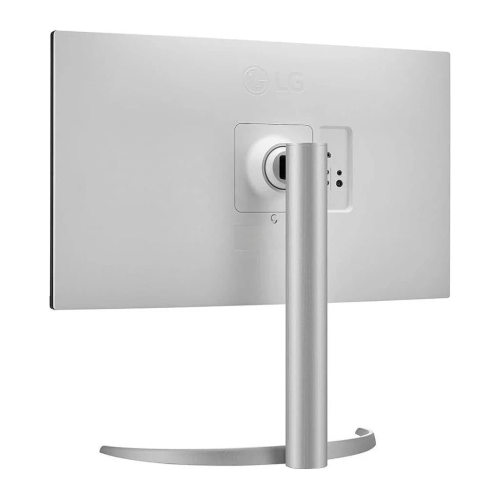 Monitor LG UltraFine 27 polegadas 4K IPS 60Hz 5 ms Branco 27UP650K-W - painel traseiro branco com logo LG