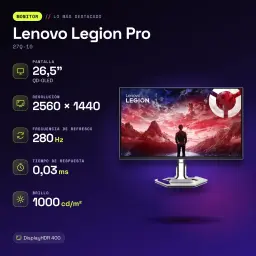 Monitor gaming Lenovo Legion Pro 26,5 polegadas QD-OLED 280Hz QHD OLED Preto/Cinzento 27Q-10 - características