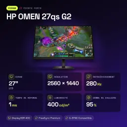 Monitor gaming HP OMEN 27qs G2 27 polegadas 240Hz QHD IPS Black 280Hz Preto - características, LCD