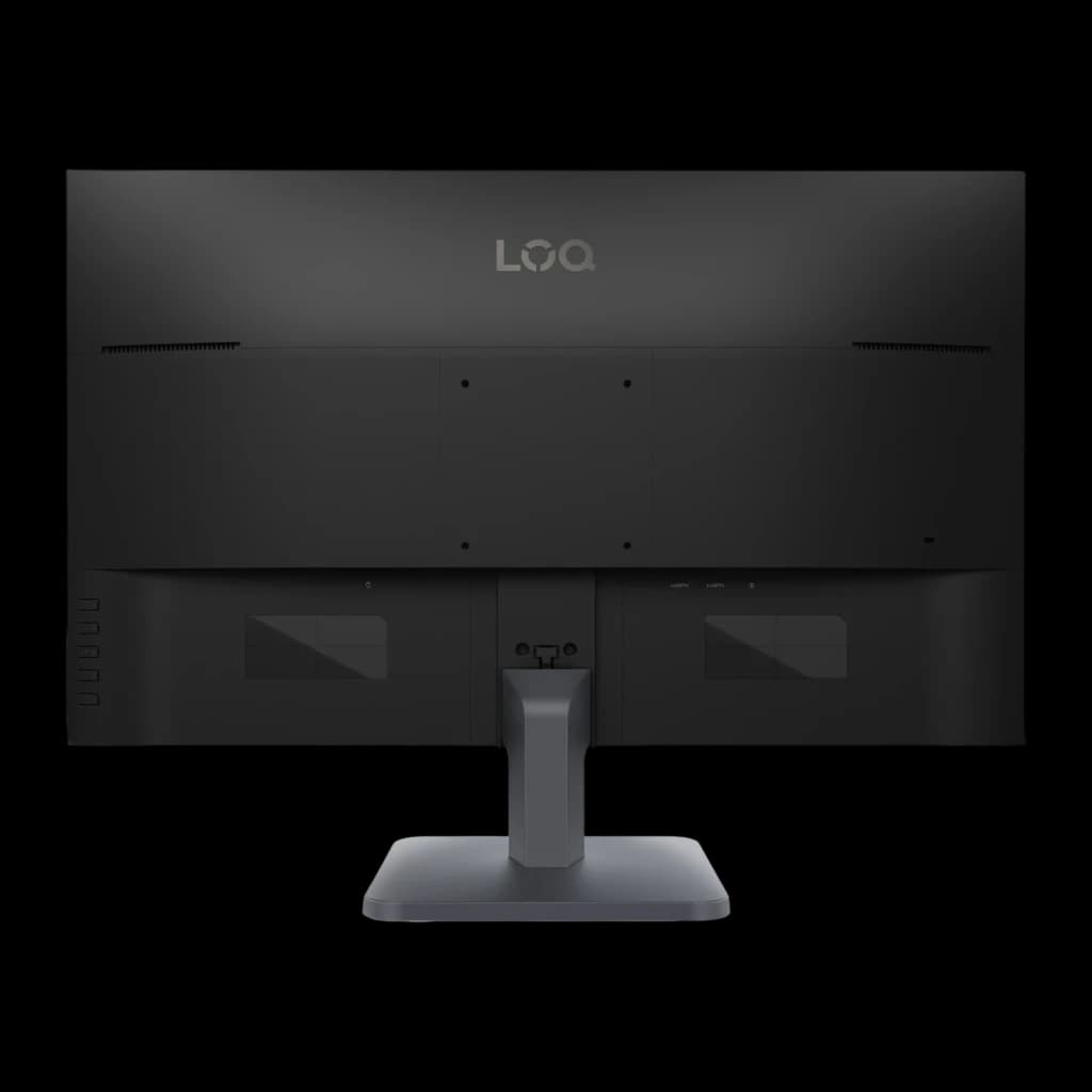 Monitor Lenovo LOQ 27 polegadas 180Hz QHD IPS Preto 27Q-10 - logo LOQ, portas e base quadrada