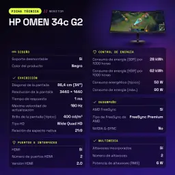 Monitor HP OMEN 34c G2 34 polegadas 180Hz Curvo WQHD VA Preto - características, 180 Hz