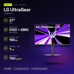 Monitor gaming LG UltraGear 27 polegadas 165Hz 5K IPS Preto 27GM950B-B - características, 165 Hz