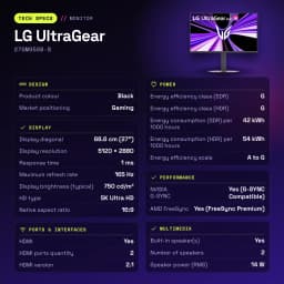 Monitor gaming LG UltraGear 27 polegadas 165Hz 5K IPS Preto 27GM950B-B - características, 11 cm