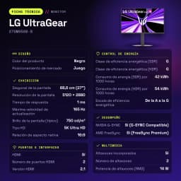 Monitor gaming LG UltraGear 27 polegadas 165Hz 5K IPS Preto 27GM950B-B - características, Sí (3,5 mm)