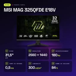 Monitor gaming MSI MAG 325QFDE E18V 31.5 pulgadas 180Hz QHD Rapid VA Negro - características, 300 cd/m²