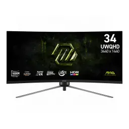 Monitor gaming MSI MAG 345CQRF E20 34 pulgadas 200Hz Curvo UWQHD Rapid VA Negro