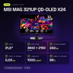 Monitor gaming MSI MAG 321UP QD-OLED X24 31,5 pulgadas 240Hz 4K Negro - características, 0,03 ms