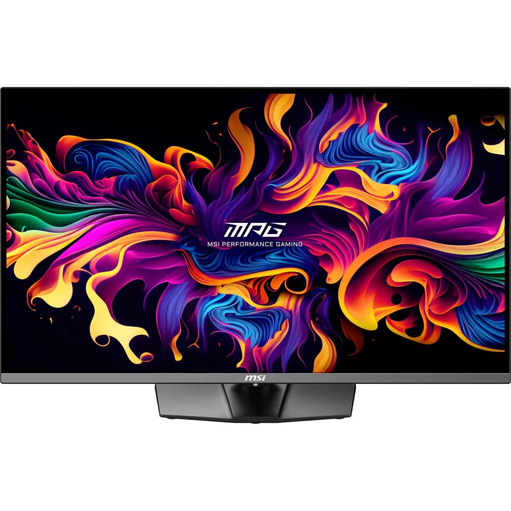 Monitor MSI MPG 321URX QD-OLED 31,5 pulgadas 240Hz 4K Negro - pantalla encendida con gráfico colorido y logo