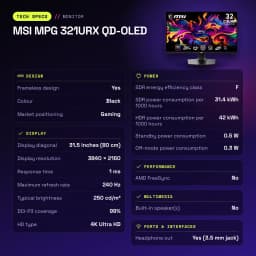 Monitor MSI MPG 321URX QD-OLED 31,5 pulgadas 240Hz 4K Negro - características, Sí (jack 3,5 mm)