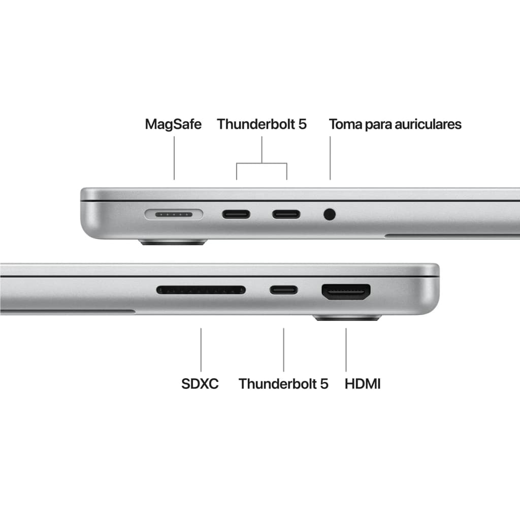 Ordinateur portable Apple MacBook Pro 14 36Go/2To 14,2 pouces Liquid Retina XDR SSD macOS Tahoe Argent - ports