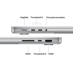 Ordinateur portable Apple MacBook Pro 14 36Go/2To 14,2 pouces Liquid Retina XDR SSD macOS Tahoe Argent - ports