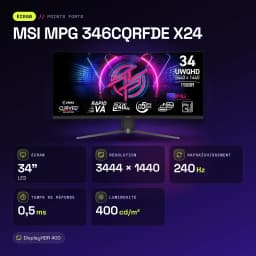 Monitor gaming MSI MPG 346CQRFDE X24 34 pulgadas 240Hz Curvo UltraWide QHD Rapid VA Negro - características, LED