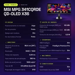 Monitor MSI MPG 341CQRDE QD-OLED X36 34 pulgadas 360Hz Curvo UltraWide Quad HD Negro - características, 11 cm