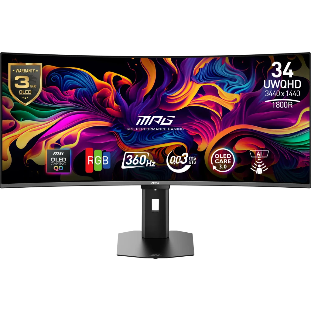 Monitor MSI MPG 341CQRDE QD-OLED X36 34 pulgadas 360Hz Curvo UltraWide Quad HD Negro