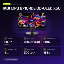 Monitor gaming MSI MPG 271QRDE QD-OLED X50 26,5 pulgadas 500Hz QHD OLED Negro - características, 500 Hz
