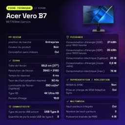 Monitor Acer Vero B7 27 polegadas 4K IPS 60Hz 4 ms Preto B277KDbmiiprczx - características, 15 cm