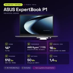 Portátil ASUS ExpertBook P1 16GB/512GB 14 pulgadas Full HD AMD Ryzen 7 170 SSD Sin Sistema Operativo Gris PM1403CDA-S60406